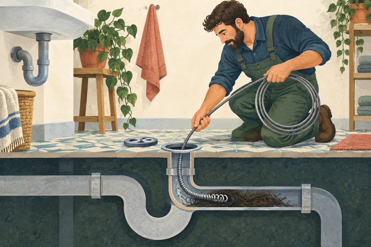 Illustration : Passage d’un furet dans une évacuation.
